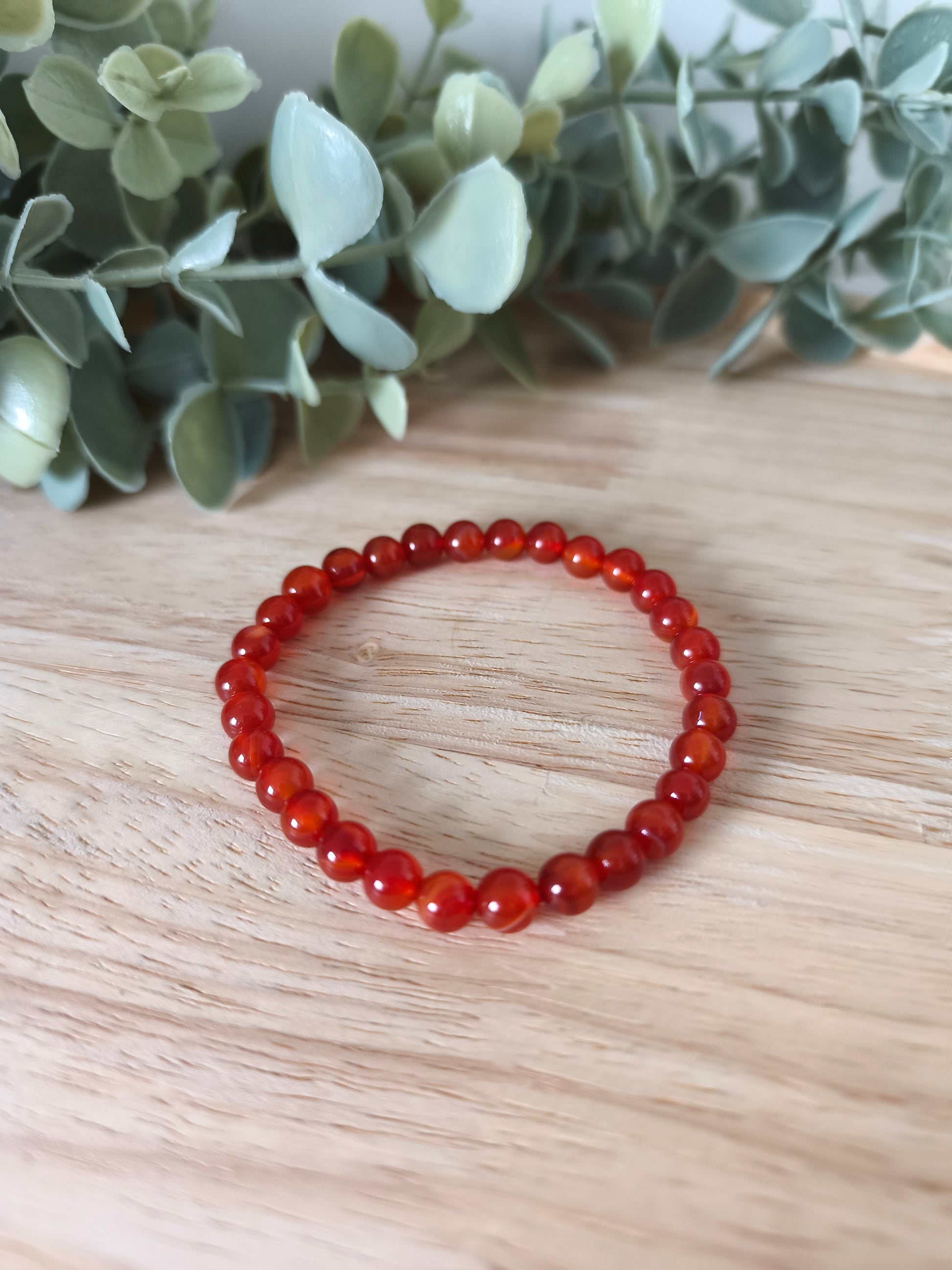 Bracelet en Cornaline naturelle 6 mm – Pierre d’énergie et de confiance – Collection Pierre d’Exception