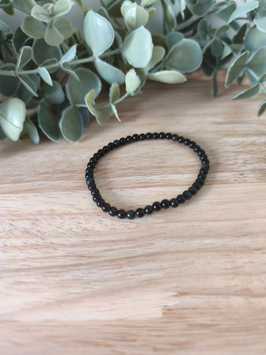 Bracelet Obsidienne Œil Céleste 4mm, pierres naturelles protectrices, reflets irisés mystiques, Collection Pierre d’Exception.