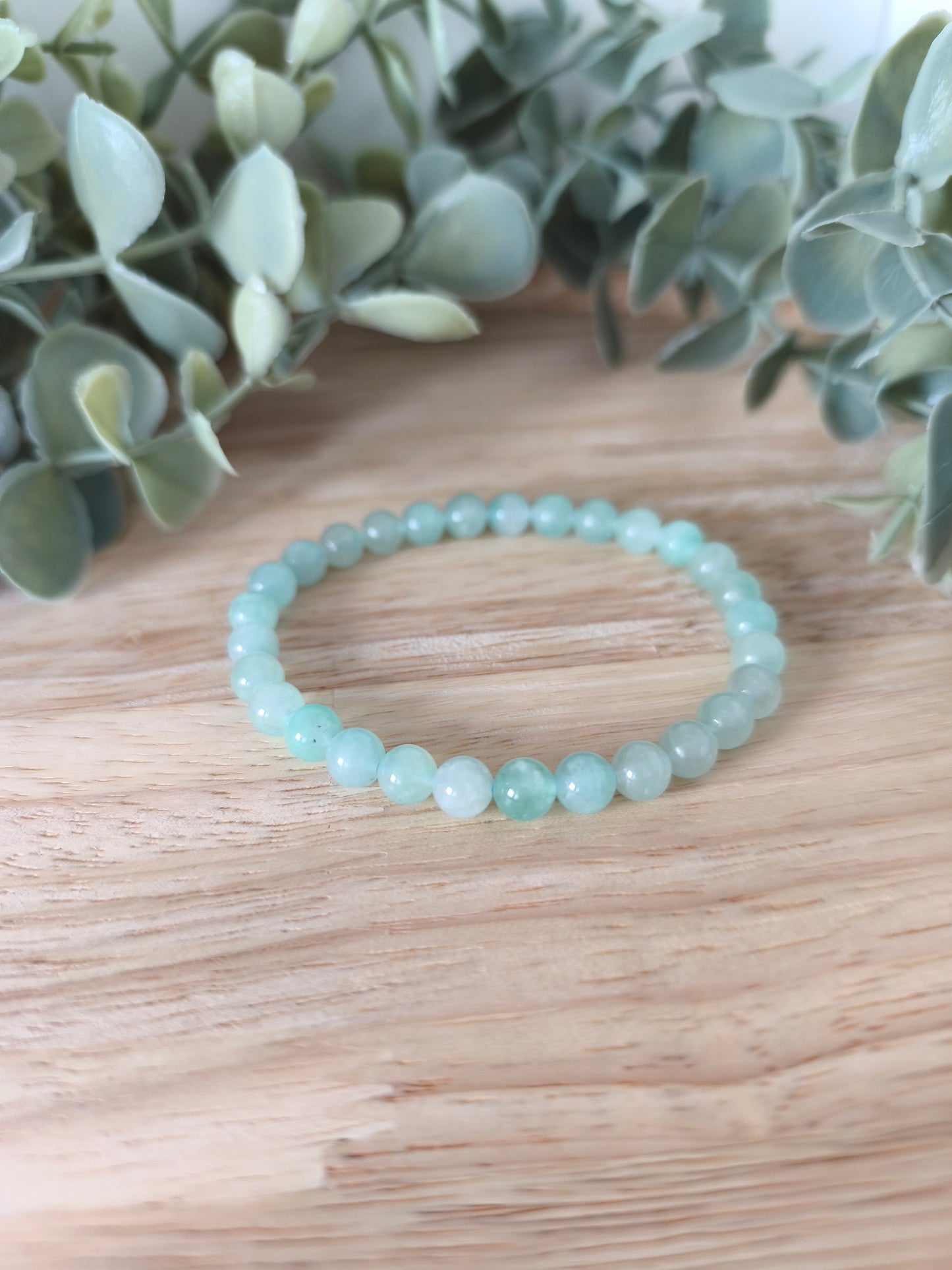 Bracelet Amazonite 6 mm – turquoise et vert tendre – sérénité et communication – Collection Pierre d’Exception