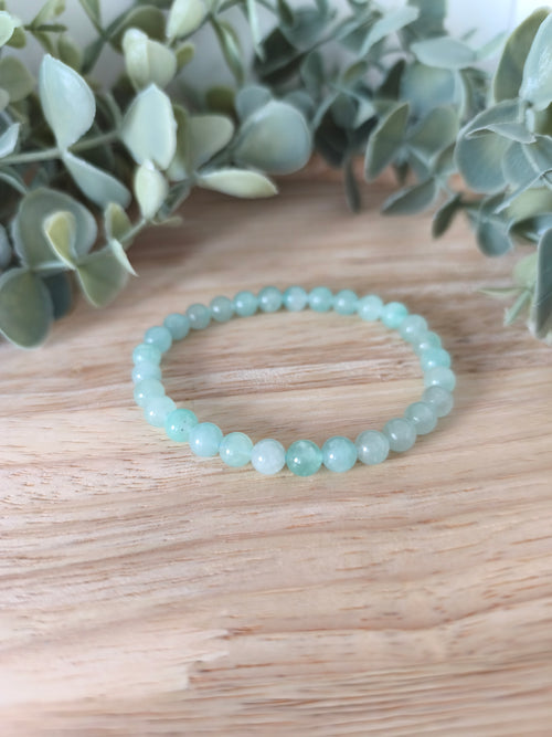 Bracelet Amazonite 6 mm – turquoise et vert tendre – sérénité et communication – Collection Pierre d’Exception