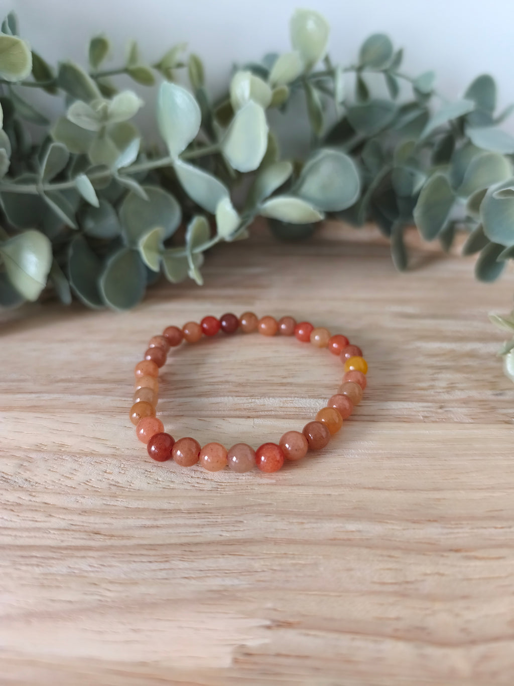 Bracelet Aventurine Orange 6mm, perles polies naturelles Collection Pierre d’Exception. Énergie, motivation et élégance au quotidien
