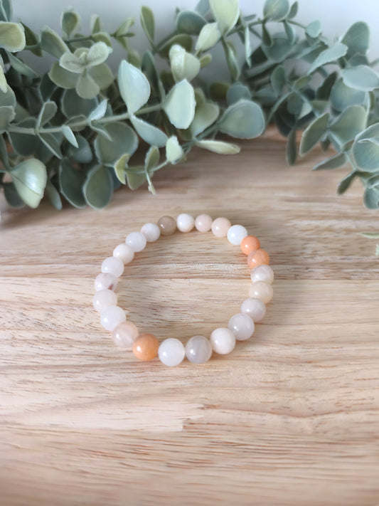 Bracelet Aventurine Pêche 8mm, perles polies naturelles collection Pierre d’Exception, bijou pêche doux pour confiance et harmonie.