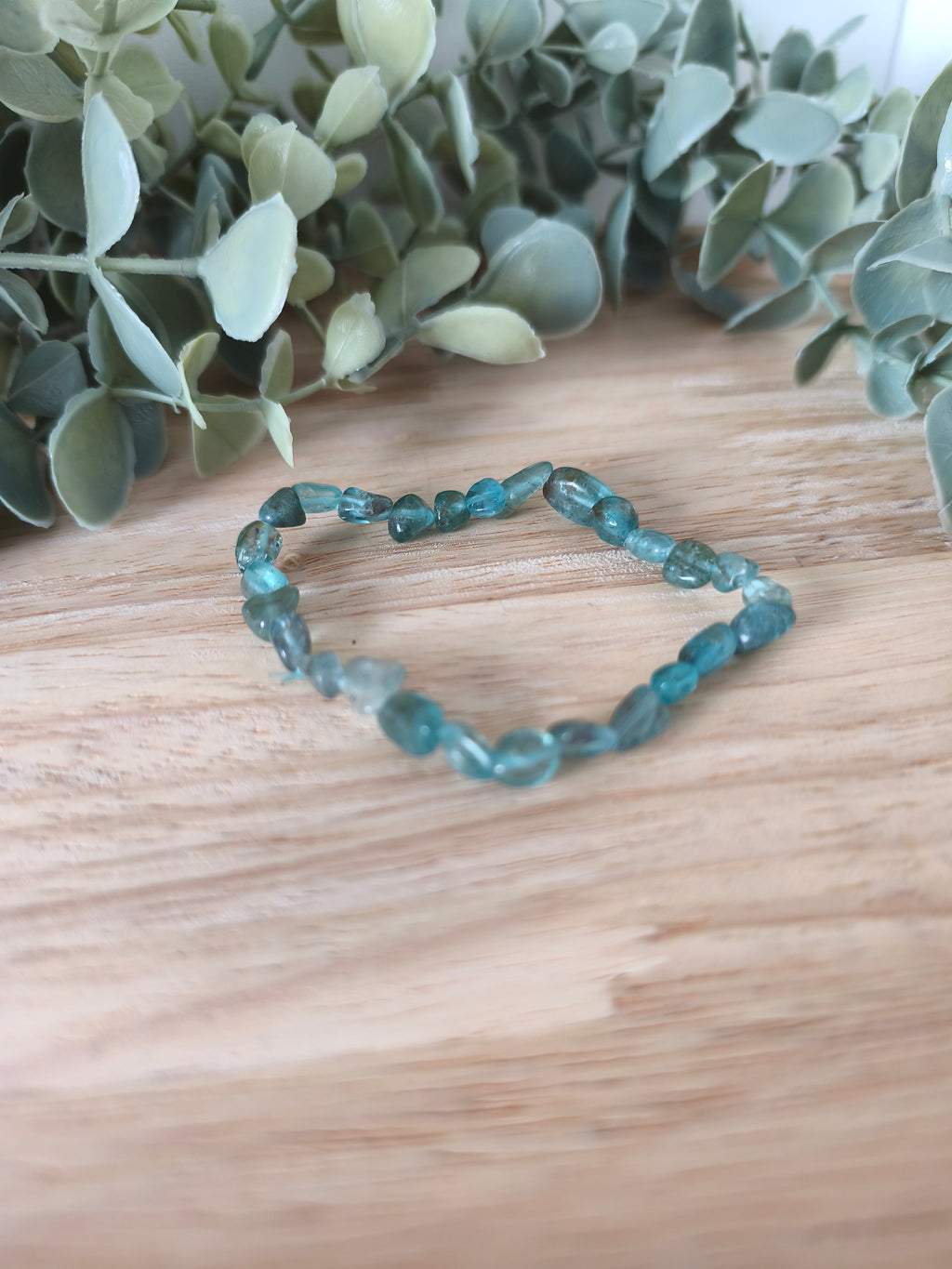 Bracelet Apatite Bleue , pierres roulées naturelles de la collection « Les Roulées du Monde », bleu océan pour confiance et créativité.