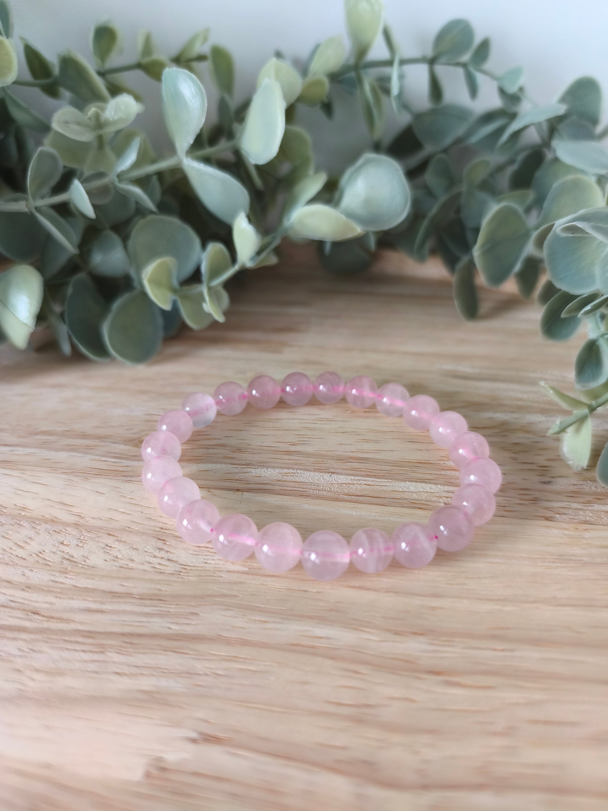 Bracelet Quartz Rose 8 mm – amour, tendresse et paix intérieure – Collection Pierre d’Exception